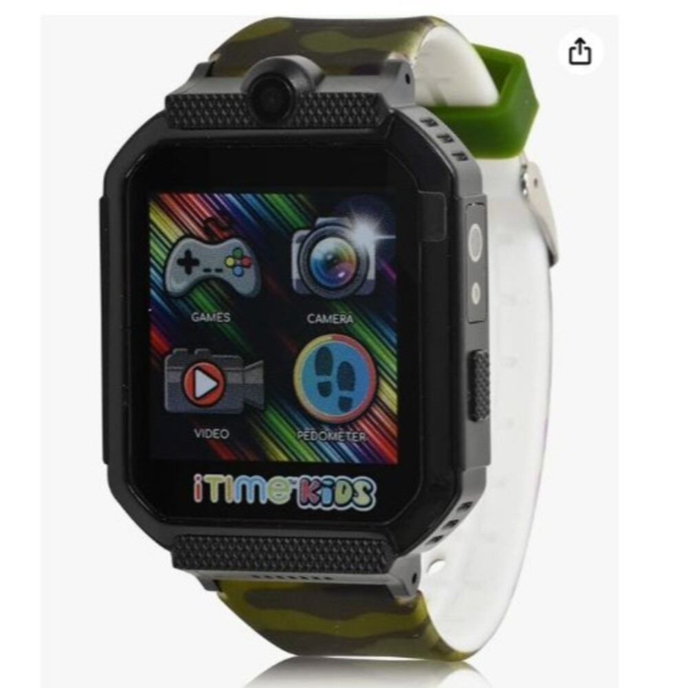 Accutime Smart Watch for Kids with Camera, Speaker, Body Temperature Sensor,